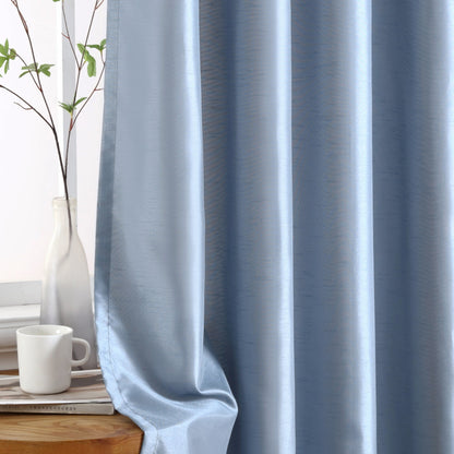 HLC.me Jefferson Faux Silk Semi Sheer Light Filtering Lined Grommet Window Curtain Bedroom, 2 Panels