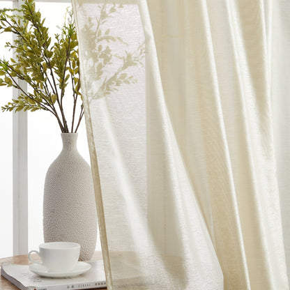 HLC.me Lauren Semi Sheer Rod Pocket & Back Tab Window Curtains Panels, Set of 2