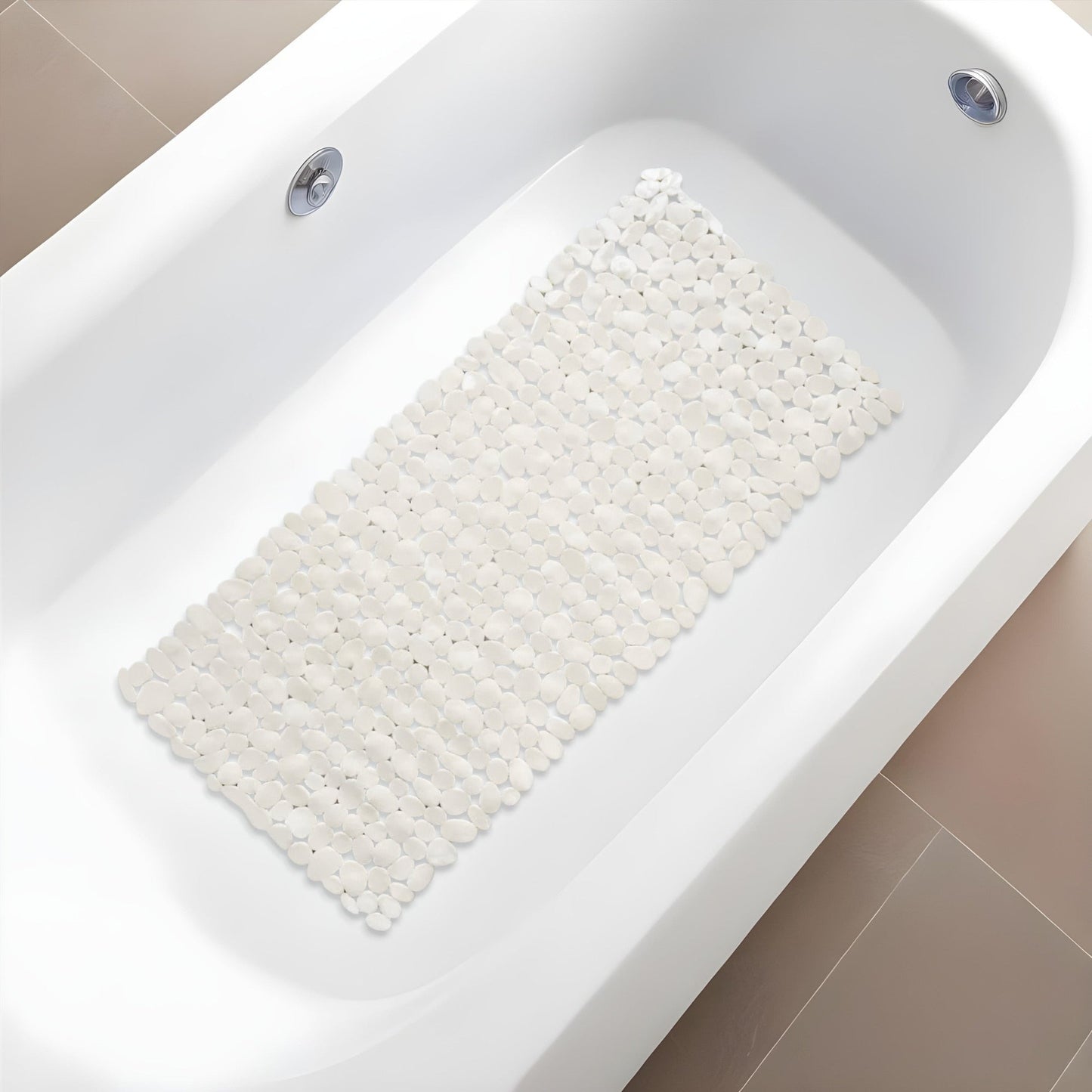 HomeRoots 35 White Spa Pebbles Non Slip Bathtub Mat