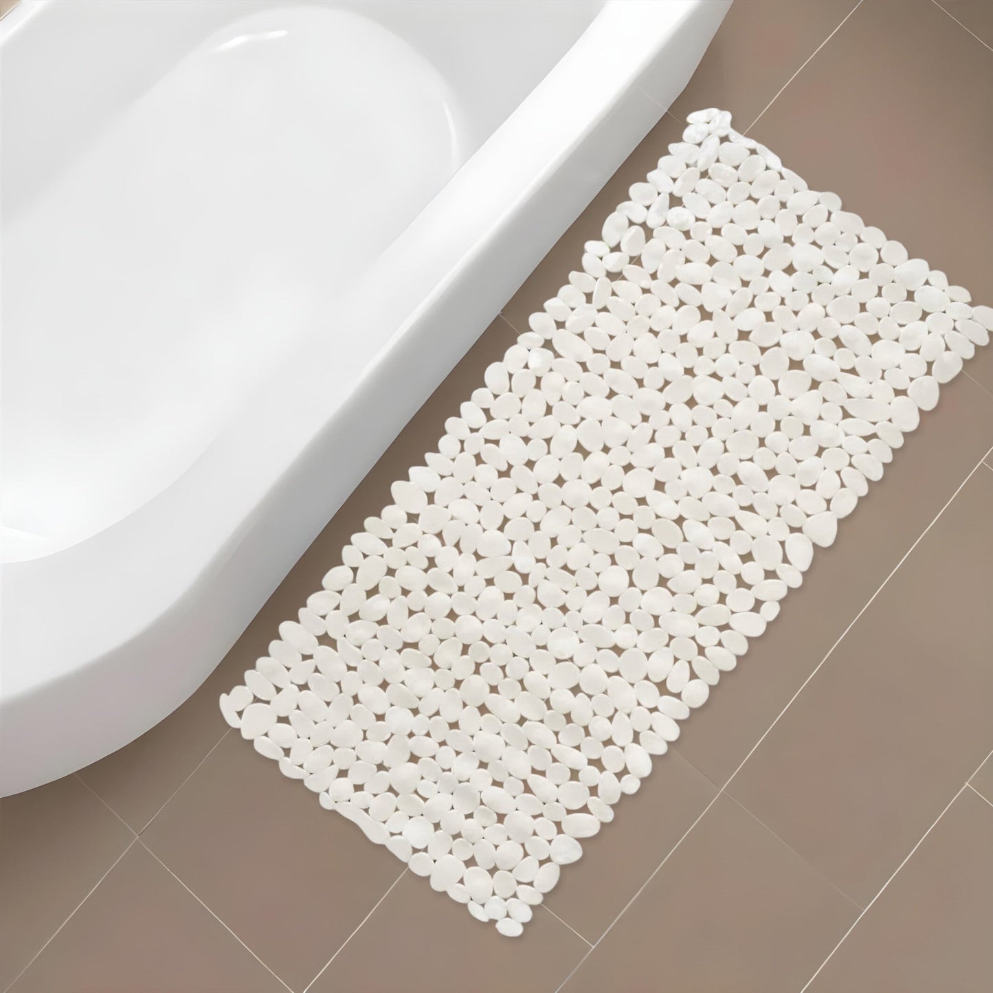 HomeRoots 35 White Spa Pebbles Non Slip Bathtub Mat