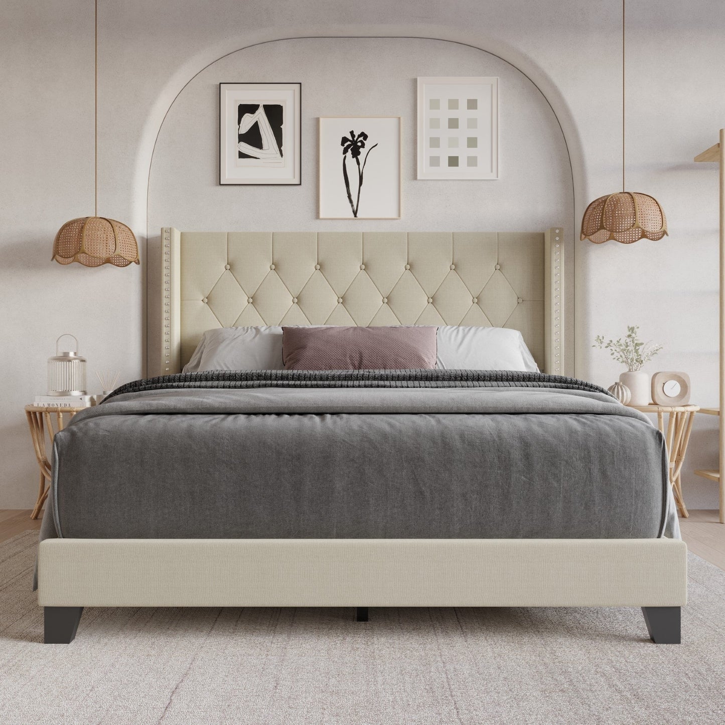 Homer Tufted Upholstered Panel Bed
