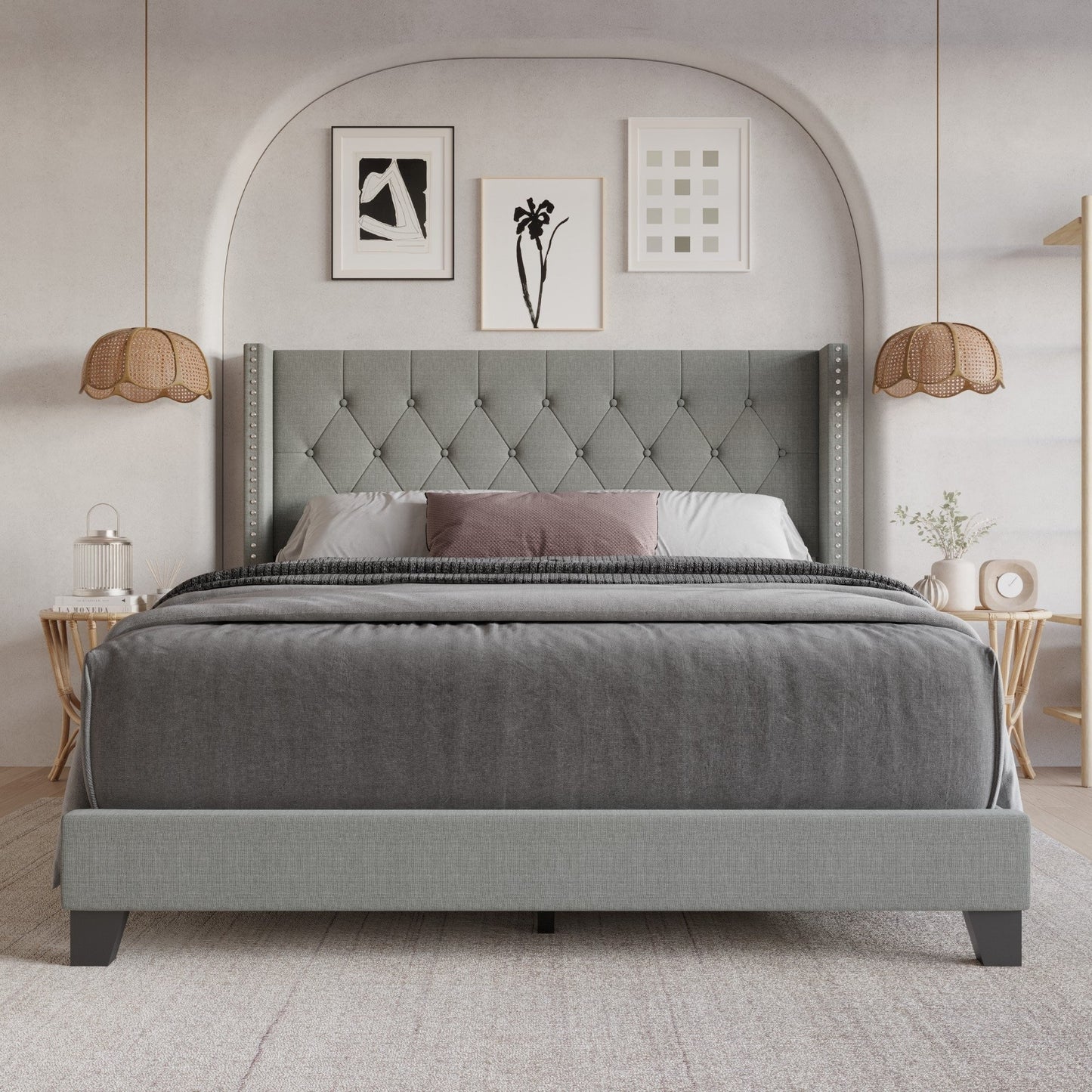 Homer Tufted Upholstered Panel Bed