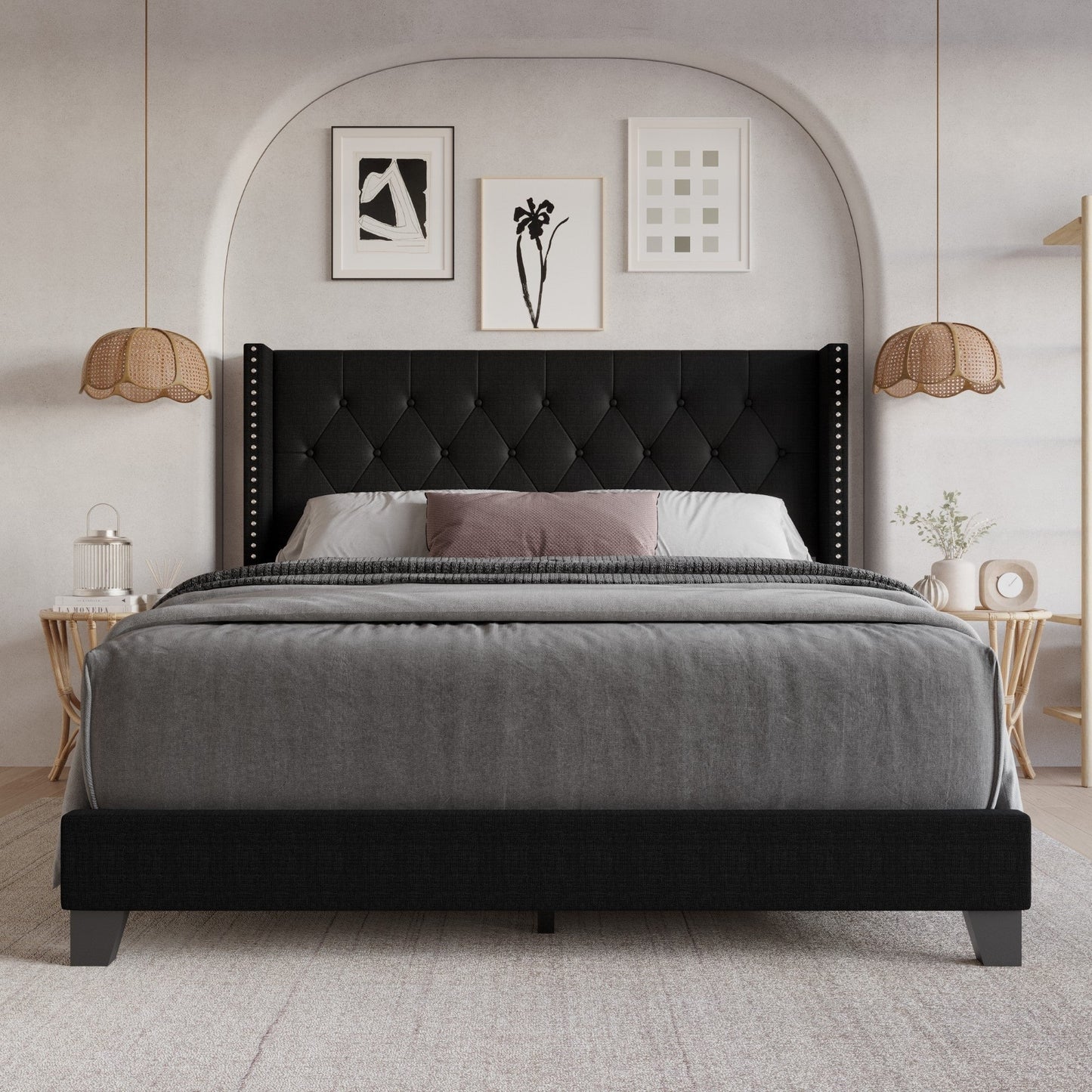 Homer Tufted Upholstered Panel Bed