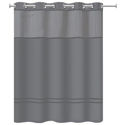 Hookless Escape 3-in-1 Shower Curtain with Sheer Top Window, Flex-on Rings & Fabric Liner