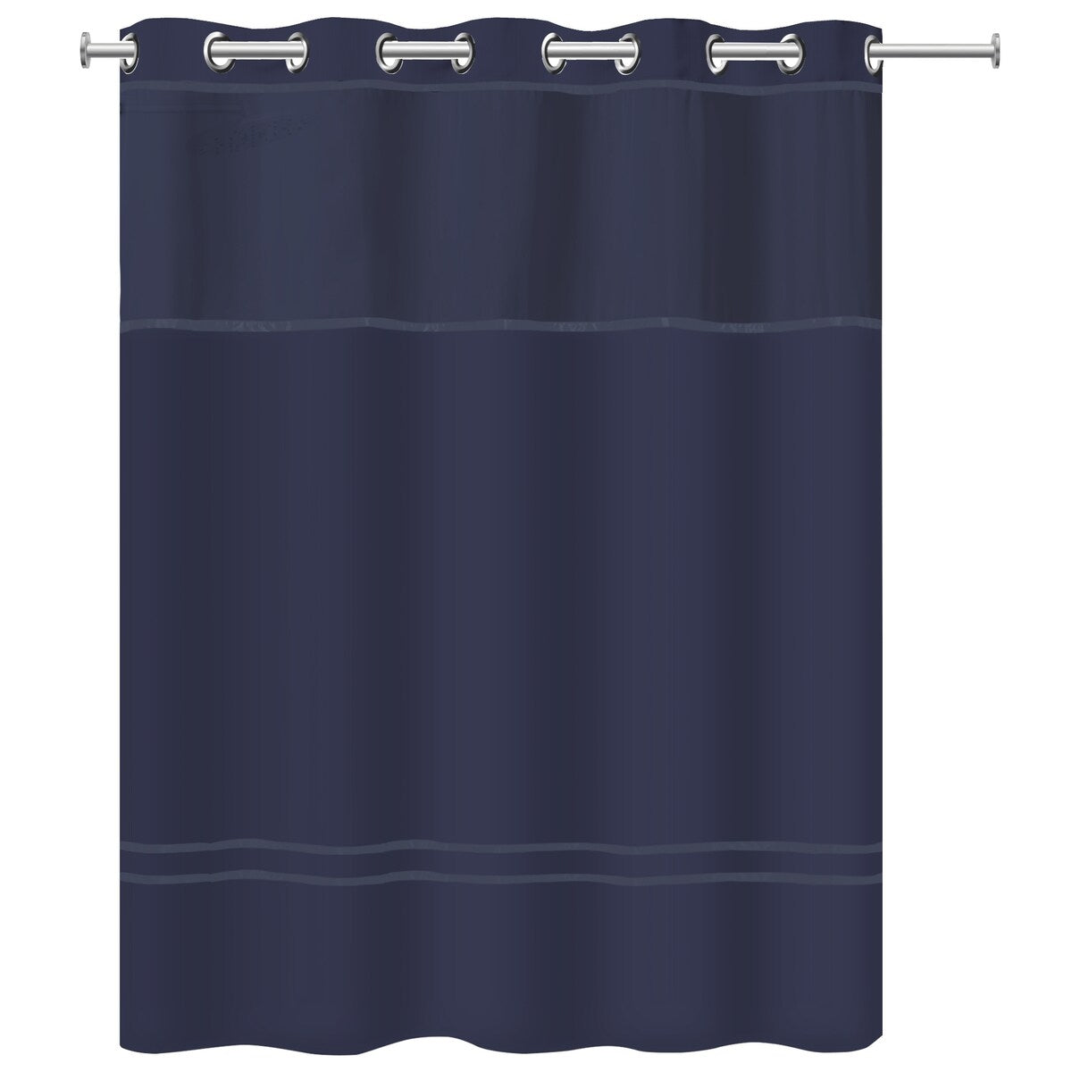 Hookless Escape 3-in-1 Shower Curtain with Sheer Top Window, Flex-on Rings & Fabric Liner