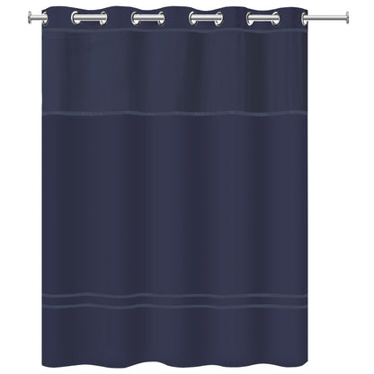 Hookless Escape 3-in-1 Shower Curtain with Sheer Top Window, Flex-on Rings & Fabric Liner
