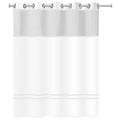 Hookless Escape 3-in-1 Shower Curtain with Sheer Top Window, Flex-on Rings & Fabric Liner