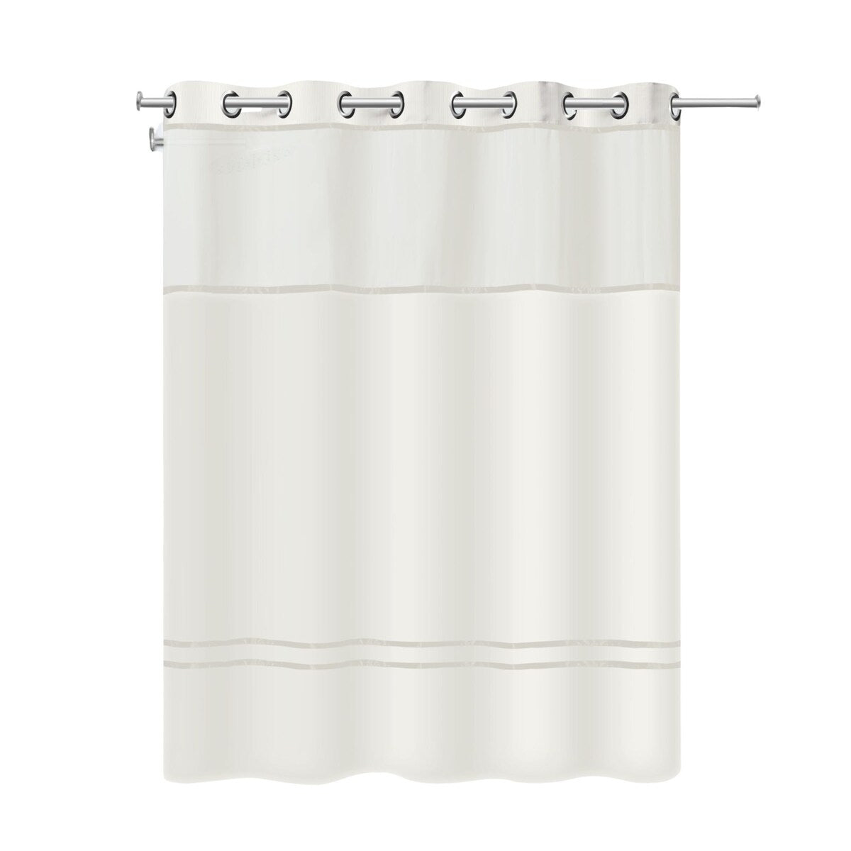 Hookless Escape 3-in-1 Shower Curtain with Sheer Top Window, Flex-on Rings & Fabric Liner
