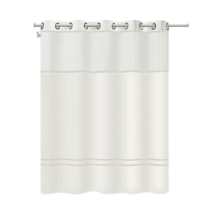 Hookless Escape 3-in-1 Shower Curtain with Sheer Top Window, Flex-on Rings & Fabric Liner
