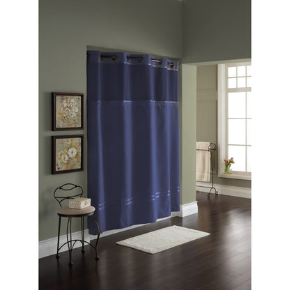 Hookless Escape 3-in-1 Shower Curtain with Sheer Top Window, Flex-on Rings & Fabric Liner