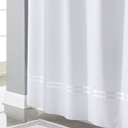 Hookless Escape 3-in-1 Shower Curtain with Sheer Top Window, Flex-on Rings & Fabric Liner