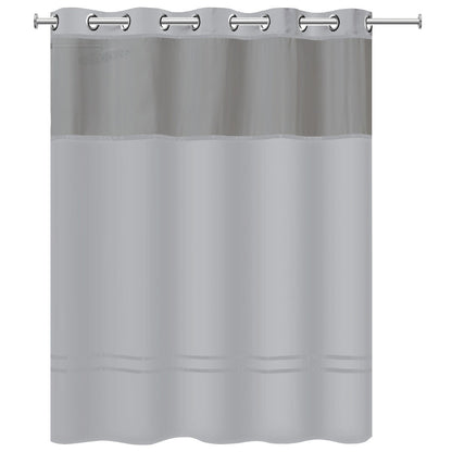 Hookless Escape 3-in-1 Shower Curtain with Sheer Top Window, Flex-on Rings & Fabric Liner