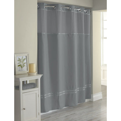 Hookless Escape 3-in-1 Shower Curtain with Sheer Top Window, Flex-on Rings & Fabric Liner