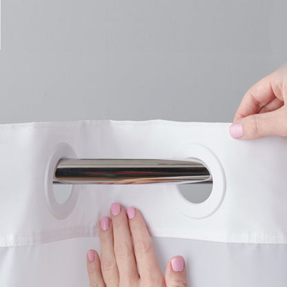Hookless Escape 3-in-1 Shower Curtain with Sheer Top Window, Flex-on Rings & Fabric Liner