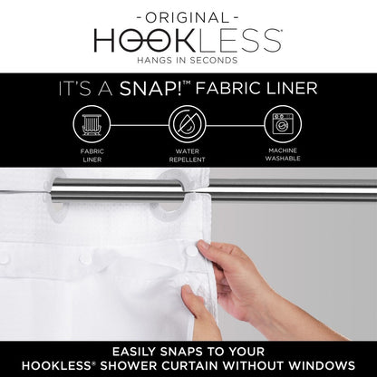 Hookless It's A Snap Snap-in Fabric Water Resistant Shower Curtain Replacement Liner for Hookless Curtain