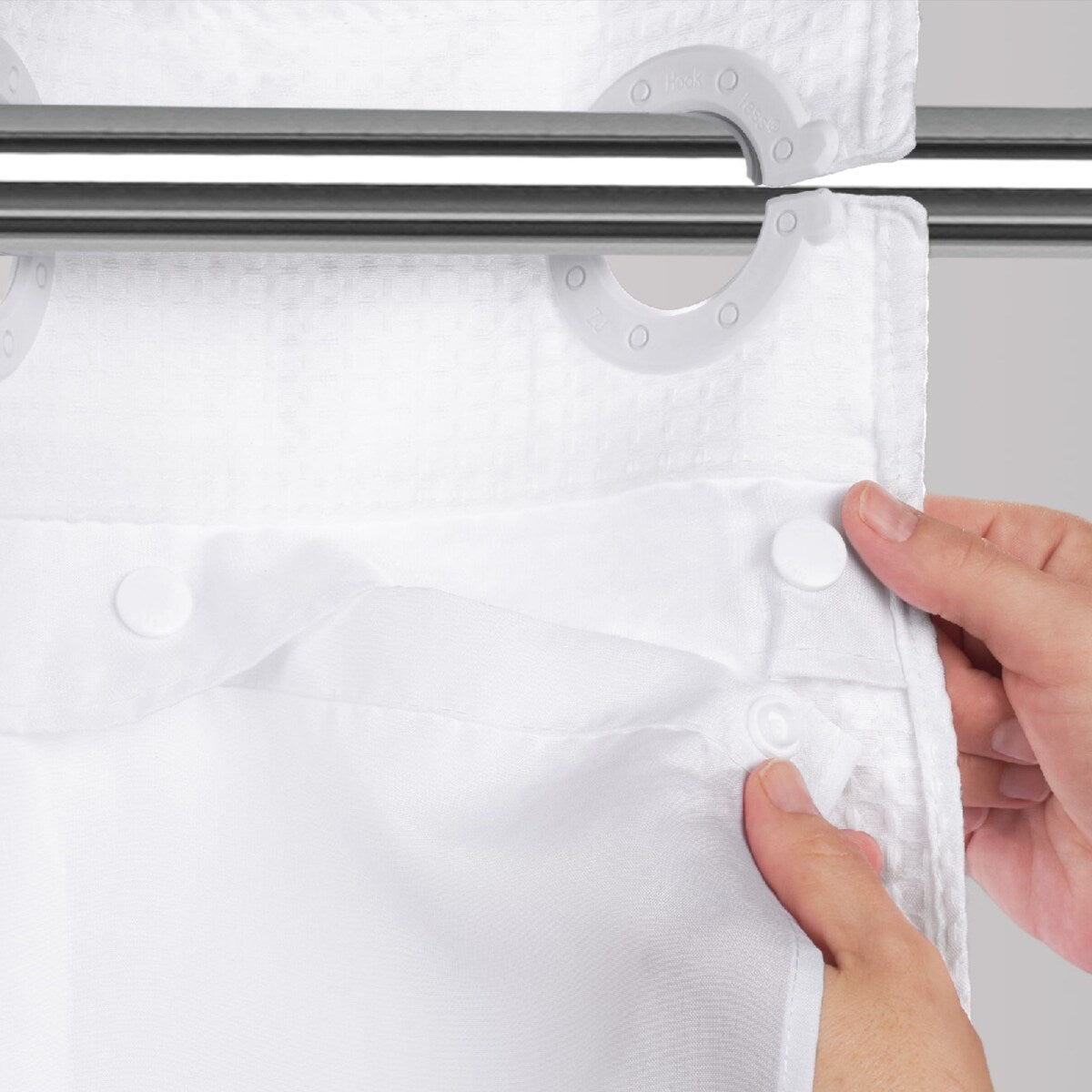 Hookless It's A Snap Snap-in PEVA Water Resistant Shower Curtain Liner for Hookless Curtain with Sheer Window - Frost