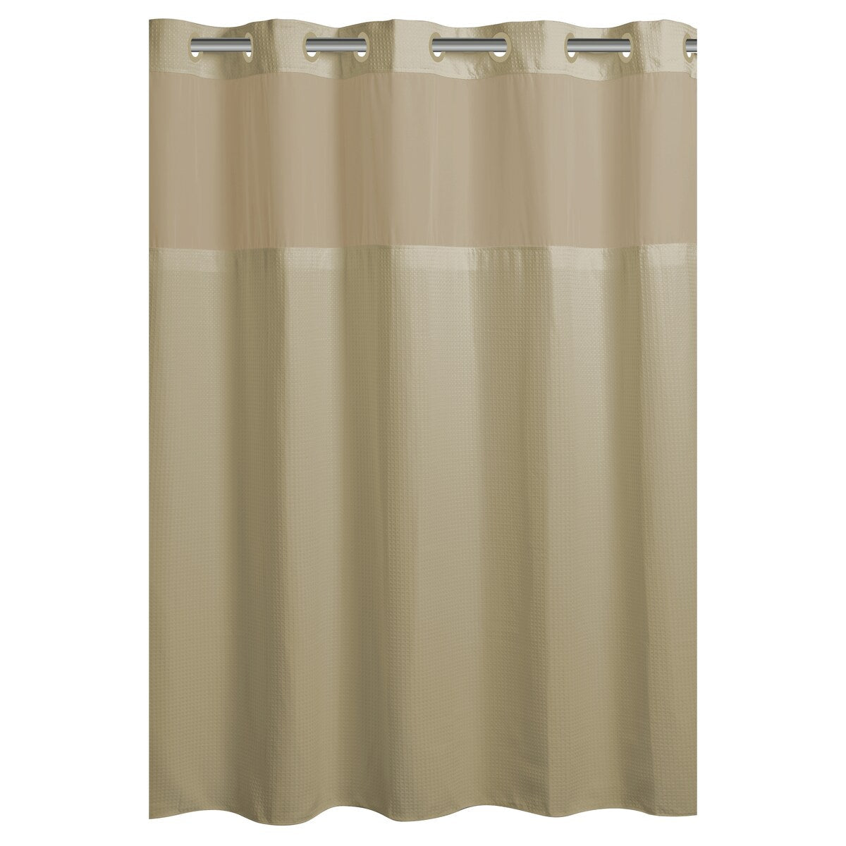 Hookless Microfiber 3-in-1 Shower Curtain with Sheer Top Window, Flex-on Rings & PEVA Liner