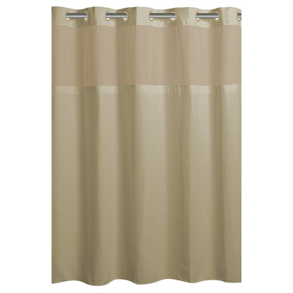 Hookless Microfiber 3-in-1 Shower Curtain with Sheer Top Window, Flex-on Rings & PEVA Liner