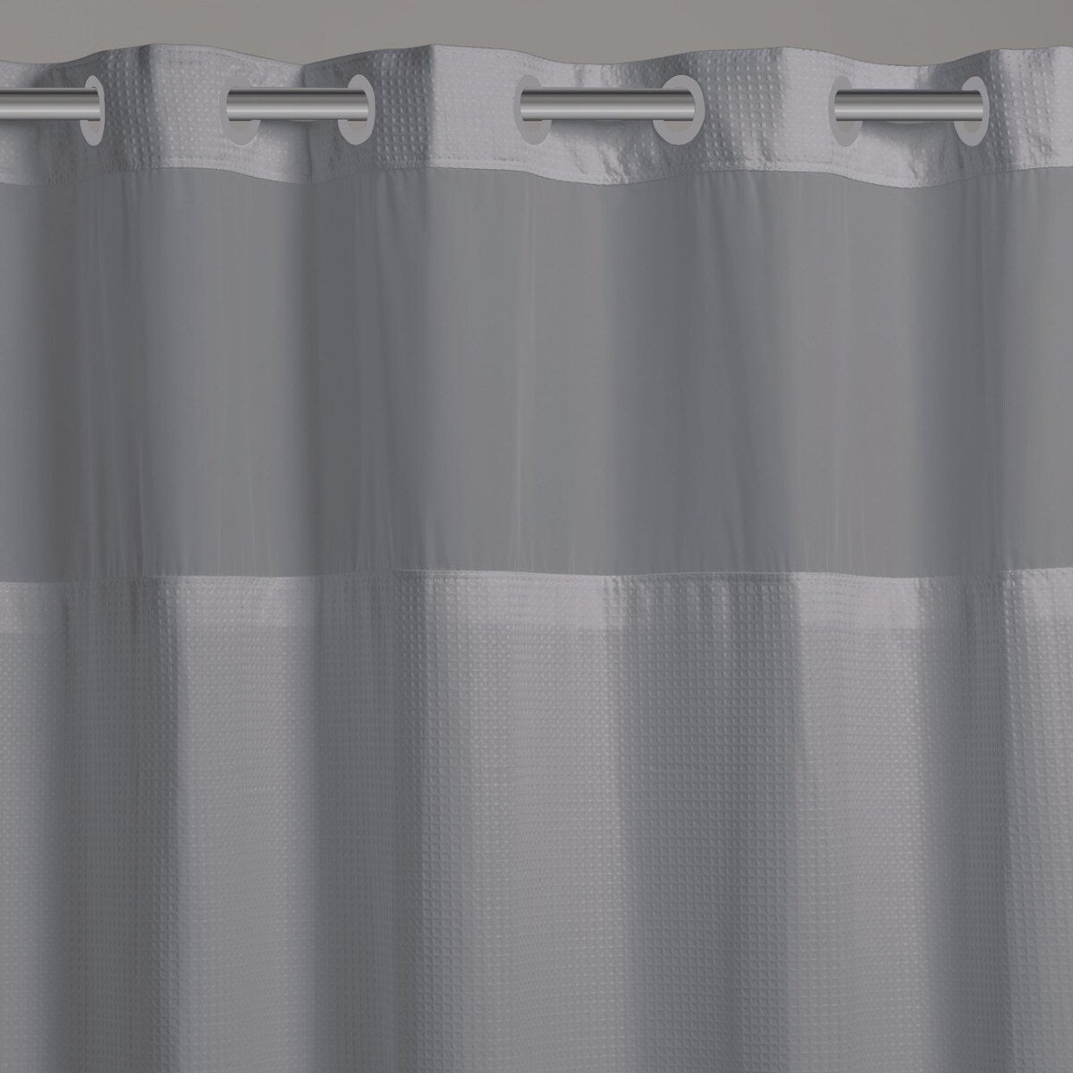 Hookless Microfiber 3-in-1 Shower Curtain with Sheer Top Window, Flex-on Rings & PEVA Liner