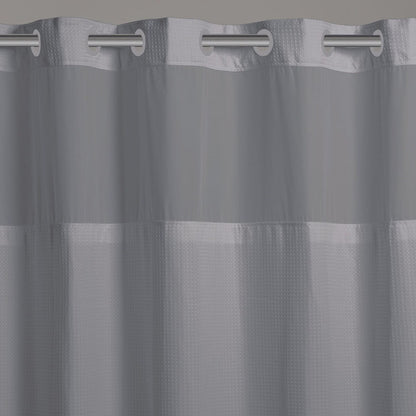 Hookless Microfiber 3-in-1 Shower Curtain with Sheer Top Window, Flex-on Rings & PEVA Liner