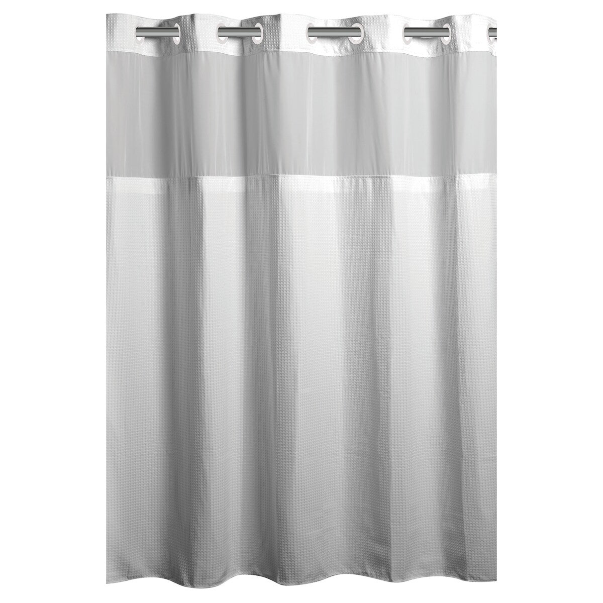 Hookless Microfiber 3-in-1 Shower Curtain with Sheer Top Window, Flex-on Rings & PEVA Liner