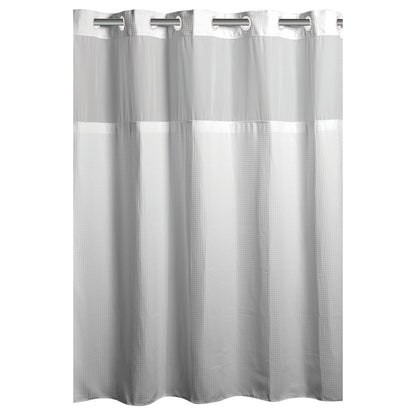 Hookless Microfiber 3-in-1 Shower Curtain with Sheer Top Window, Flex-on Rings & PEVA Liner