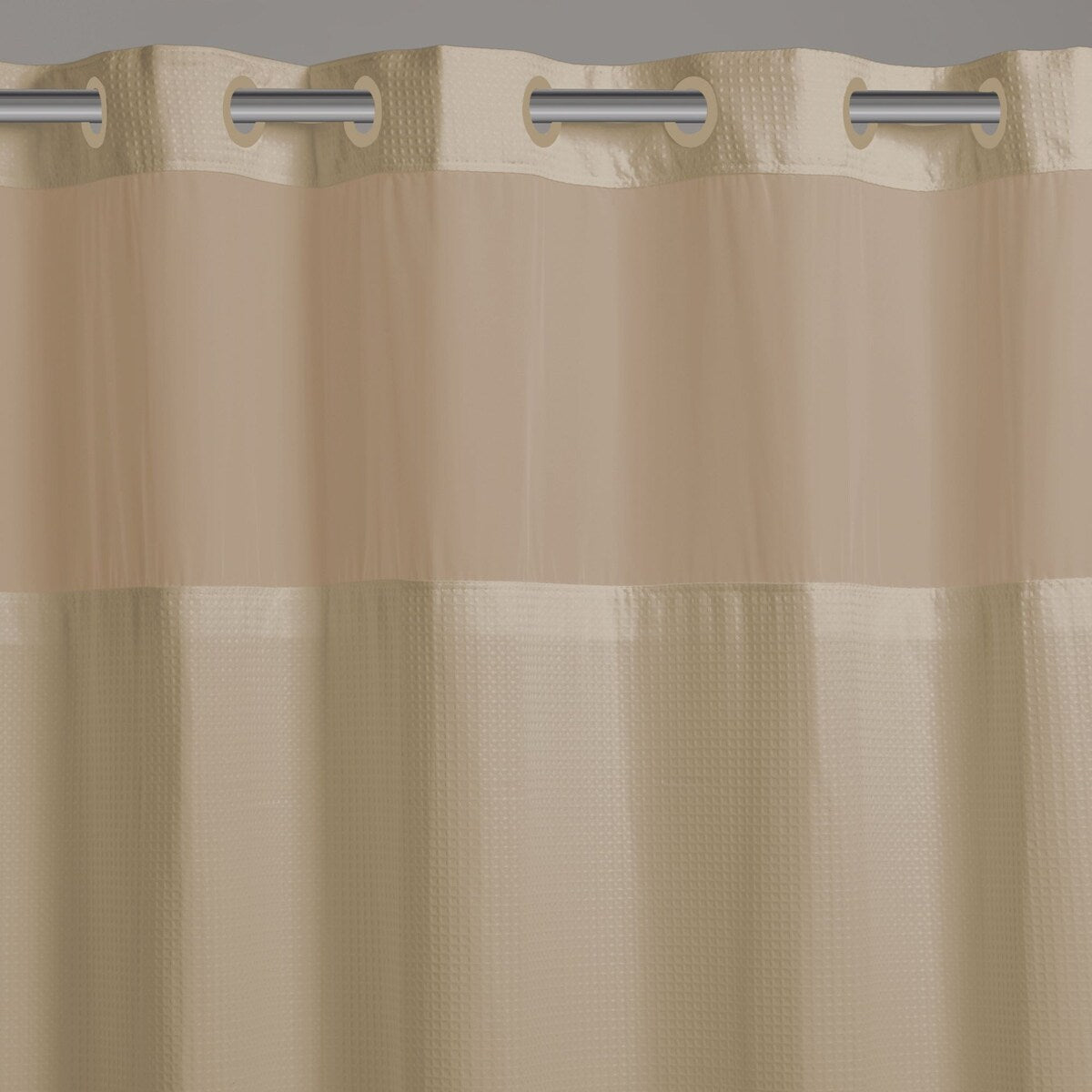 Hookless Microfiber 3-in-1 Shower Curtain with Sheer Top Window, Flex-on Rings & PEVA Liner