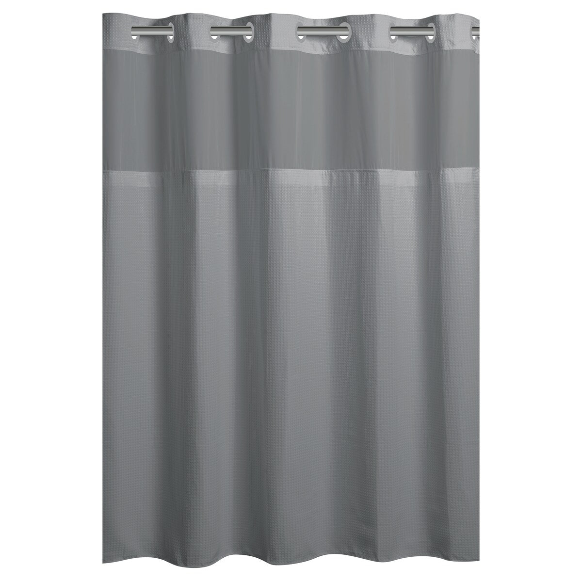 Hookless Microfiber 3-in-1 Shower Curtain with Sheer Top Window, Flex-on Rings & PEVA Liner