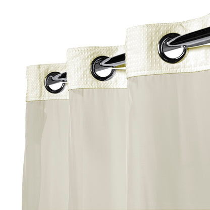 Hookless Waffle 3-in-1 Shower Curtain with Sheer Top Window, Flex-on Rings & Fabric Liner