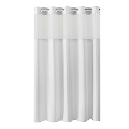 Hookless Waffle 3-in-1 Shower Curtain with Sheer Top Window, Flex-on Rings & Fabric Liner