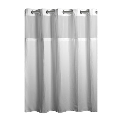 Hookless Waffle 3-in-1 Shower Curtain with Sheer Top Window, Flex-on Rings & Fabric Liner