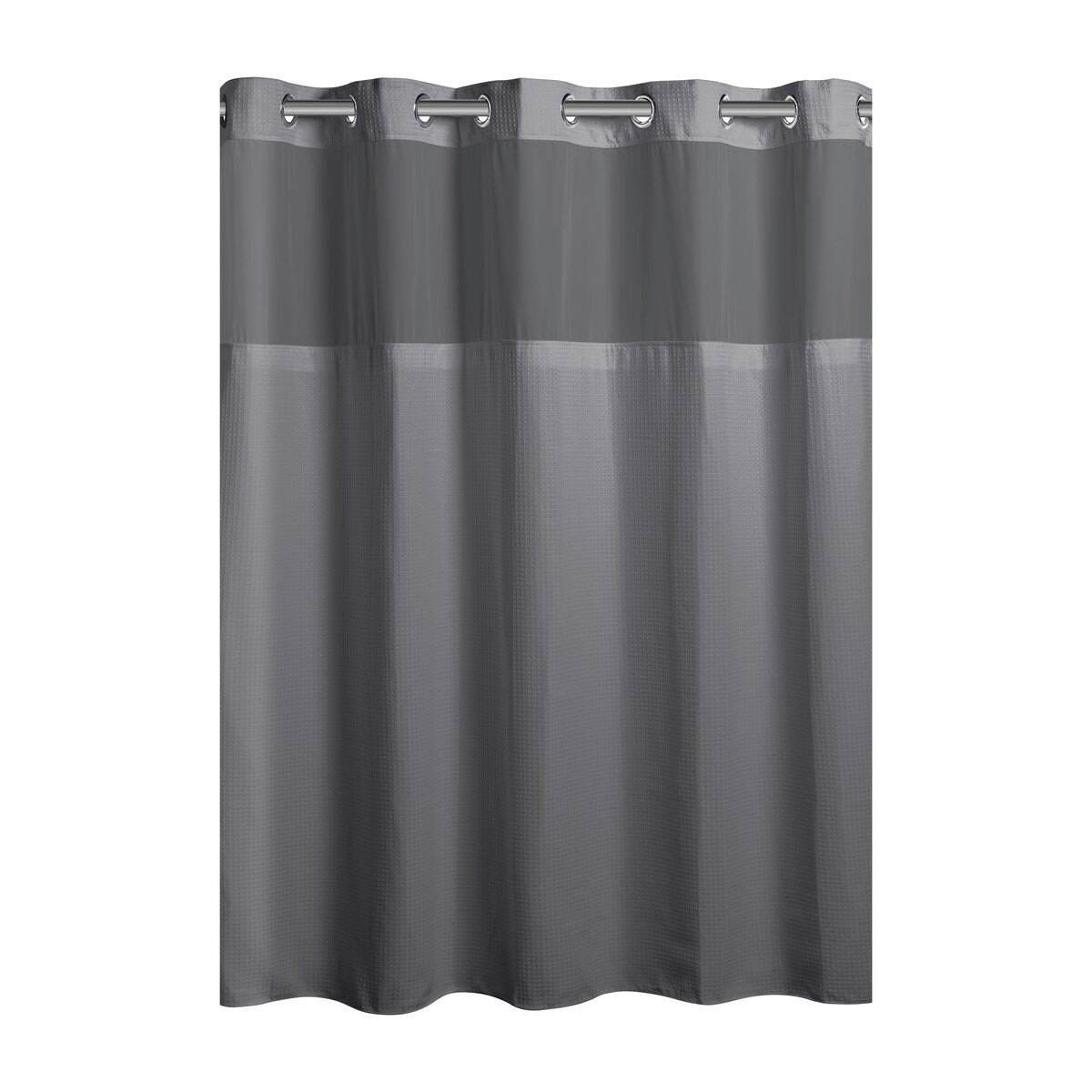 Hookless Waffle 3-in-1 Shower Curtain with Sheer Top Window, Flex-on Rings & Fabric Liner