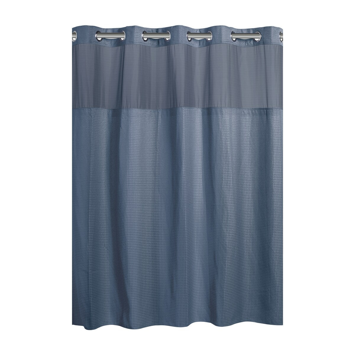 Hookless Waffle 3-in-1 Shower Curtain with Sheer Top Window, Flex-on Rings & Fabric Liner