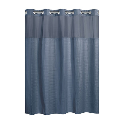 Hookless Waffle 3-in-1 Shower Curtain with Sheer Top Window, Flex-on Rings & Fabric Liner