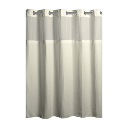 Hookless Waffle 3-in-1 Shower Curtain with Sheer Top Window, Flex-on Rings & Fabric Liner