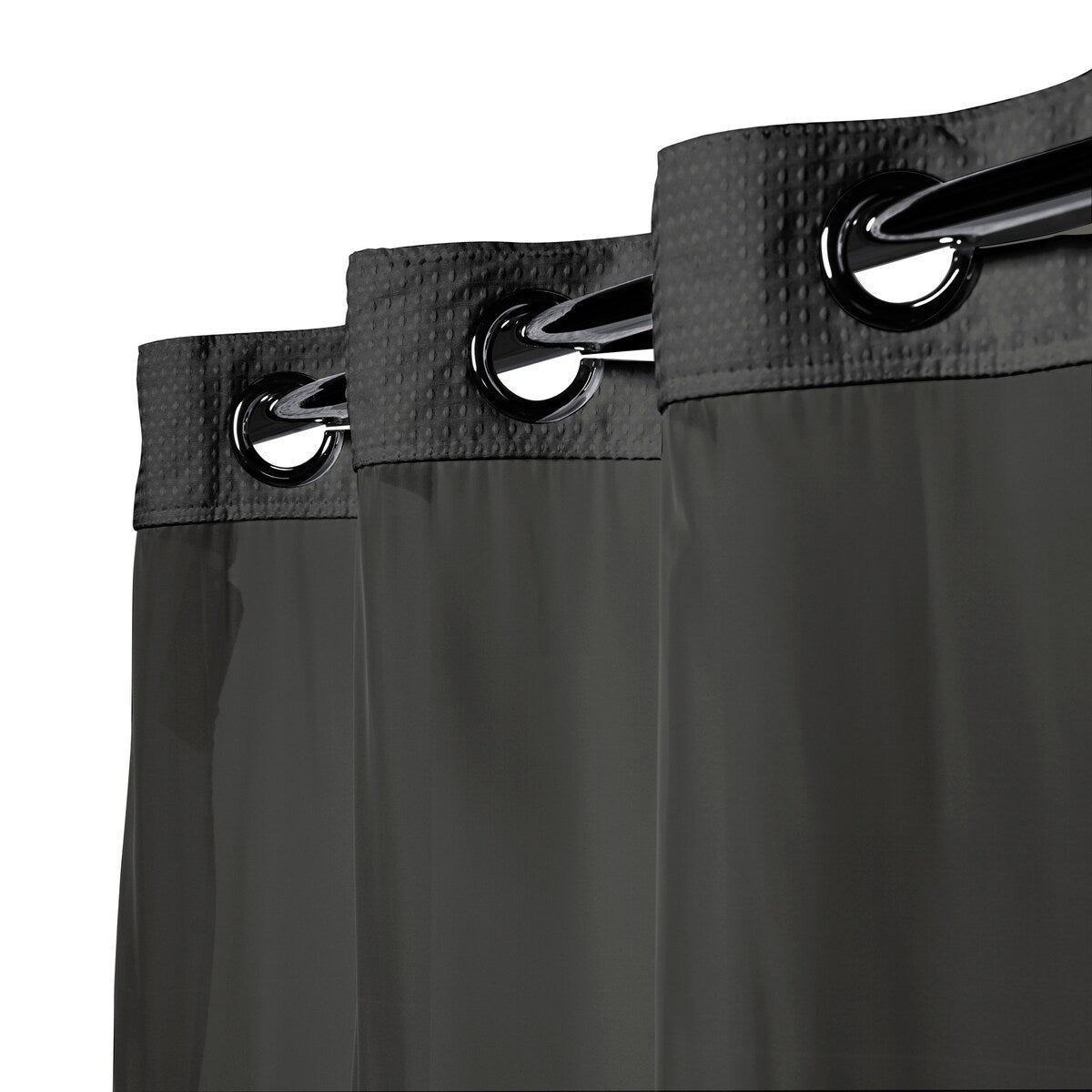 Hookless Waffle 3-in-1 Shower Curtain with Sheer Top Window, Flex-on Rings & Fabric Liner