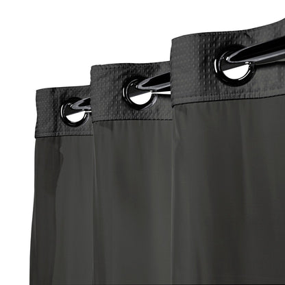 Hookless Waffle 3-in-1 Shower Curtain with Sheer Top Window, Flex-on Rings & Fabric Liner
