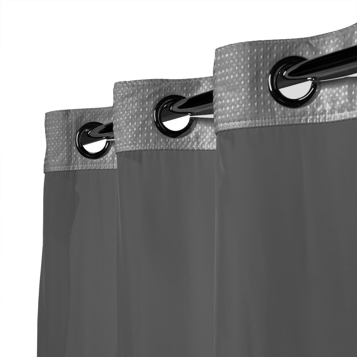 Hookless Waffle 3-in-1 Shower Curtain with Sheer Top Window, Flex-on Rings & Fabric Liner