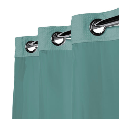 Hookless Waffle 3-in-1 Shower Curtain with Sheer Top Window, Flex-on Rings & Fabric Liner