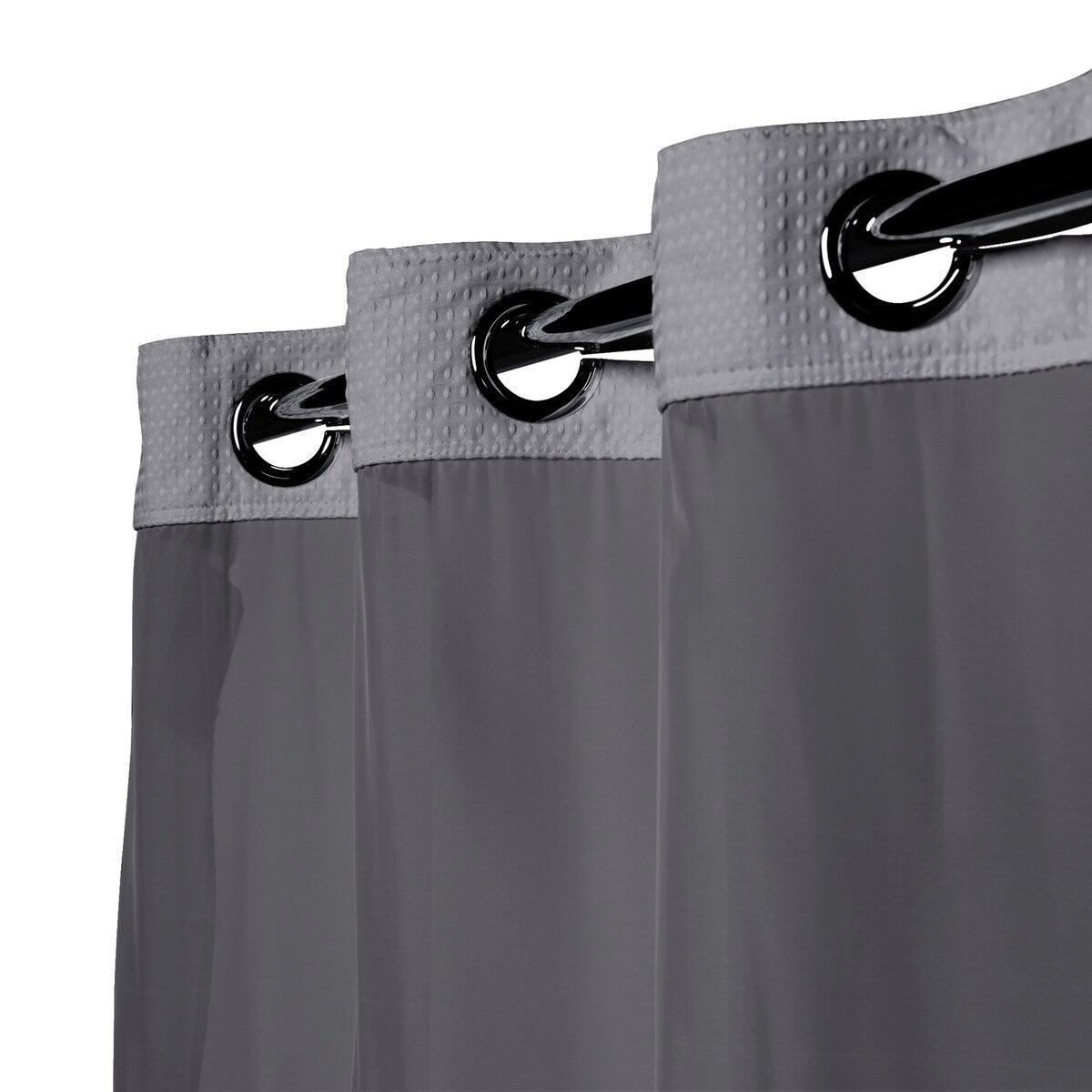 Hookless Waffle 3-in-1 Shower Curtain with Sheer Top Window, Flex-on Rings & Fabric Liner