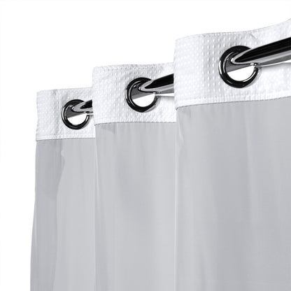 Hookless Waffle 3-in-1 Shower Curtain with Sheer Top Window, Flex-on Rings & Fabric Liner