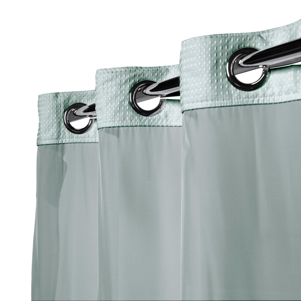Hookless Waffle 3-in-1 Shower Curtain with Sheer Top Window, Flex-on Rings & Fabric Liner