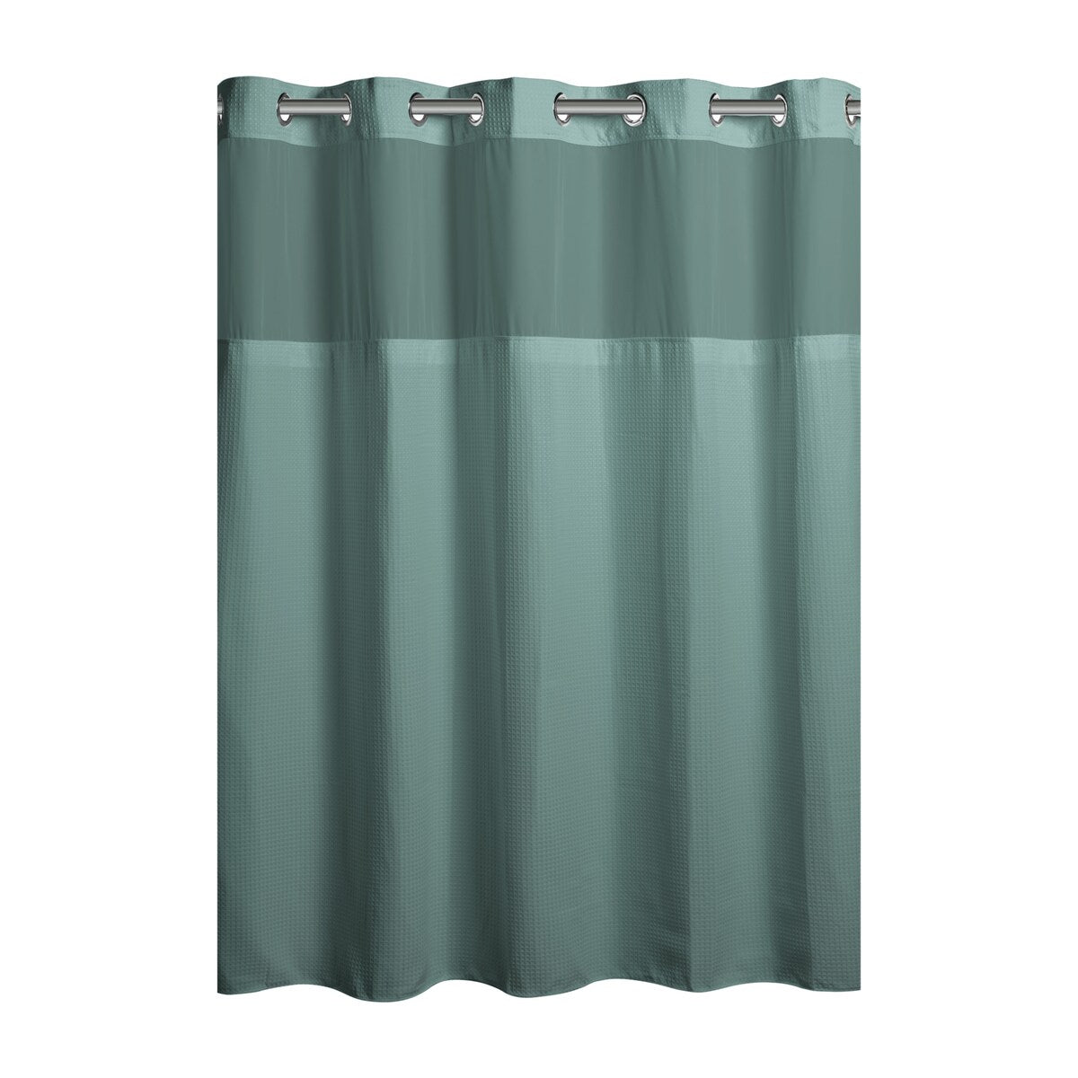 Hookless Waffle 3-in-1 Shower Curtain with Sheer Top Window, Flex-on Rings & Fabric Liner
