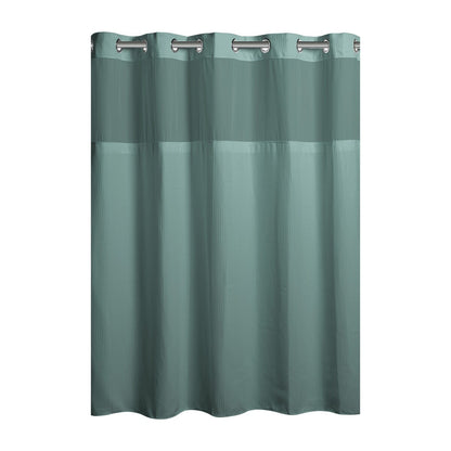 Hookless Waffle 3-in-1 Shower Curtain with Sheer Top Window, Flex-on Rings & Fabric Liner
