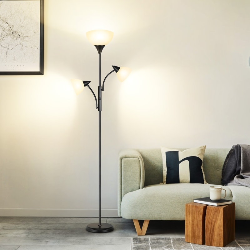 71'' Modern Torchiere Floor Lamp with Adjustable Reading Lights - N/A