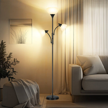 71'' Modern Torchiere Floor Lamp with Adjustable Reading Lights - N/A