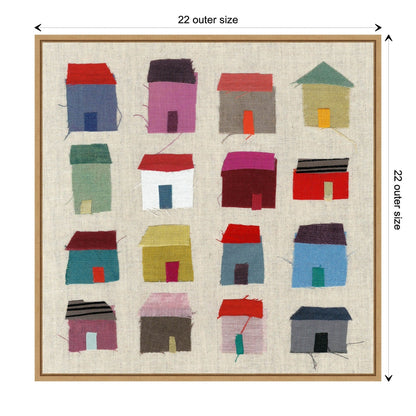 Houses by Jenny Frean Framed Canvas Wall Art Print - Sylvie Maple