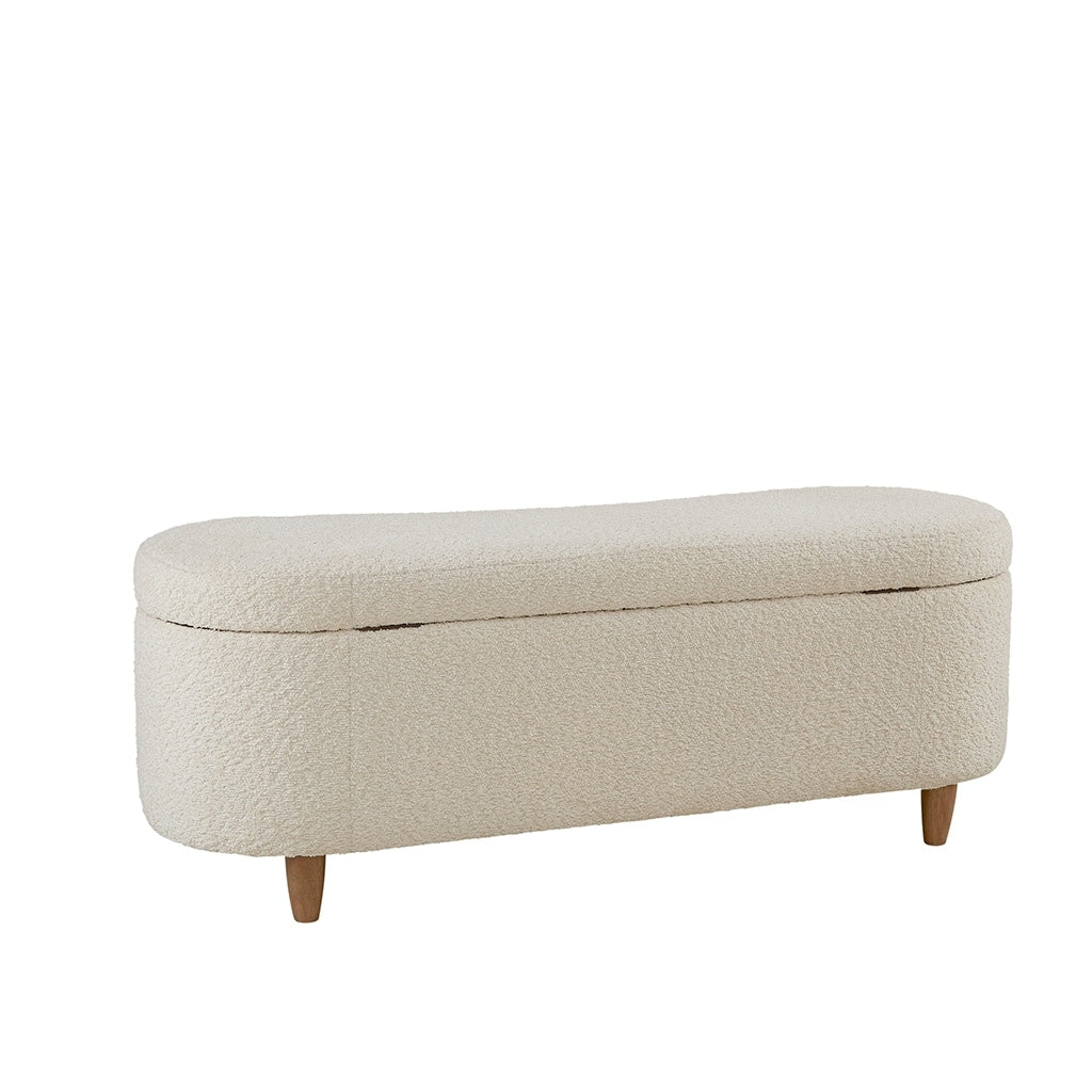 INK IVY Bailey Boucle-Style Curved Storage Accent Bench