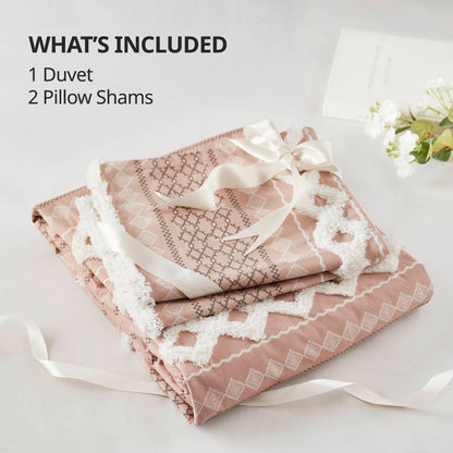 INK+IVY Imani Cotton Printed Duvet Cover Set with Chenille