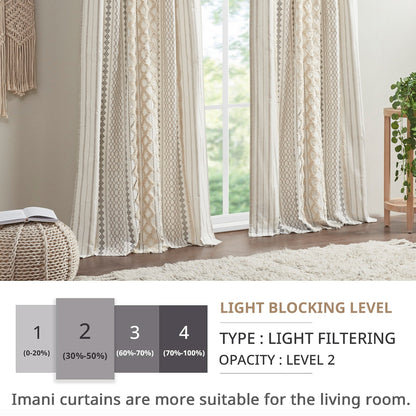 INK+IVY Imani Cotton Printed Single Curtain Panel with Chenille Stripe and Lining